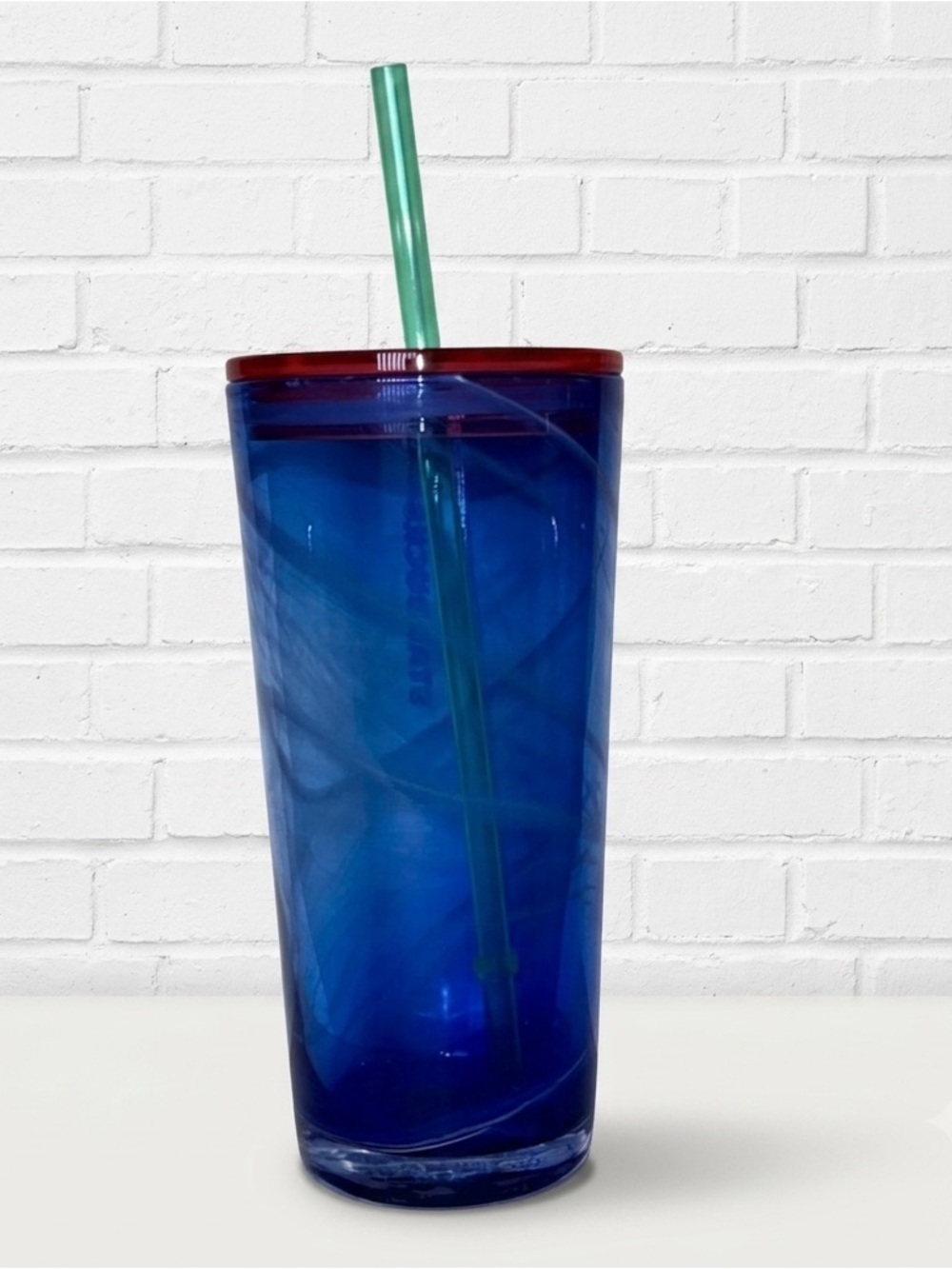 Starbucks 2022 Summer Blue Swirl Recycled Glass Cold Tumbler 18oz NWT